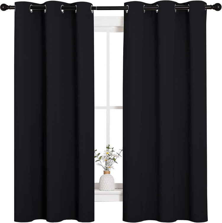 NICETOWN Black Blackout Curtains for Bedroom 42" Wide x 63" Long 2 Panels