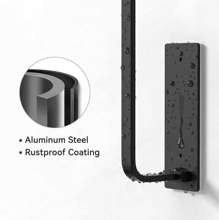 Paper Towel Holder Under Cabinet, Self-Adhesive or Drilling, Matte Black