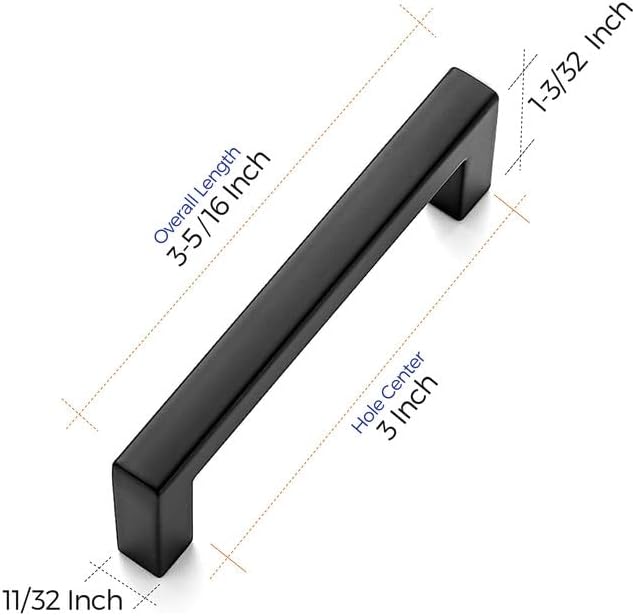 Ravinte Matte Black Cabinet Handles Solid Cabinet Pulls, 3 Inch CC, 30 Pack
