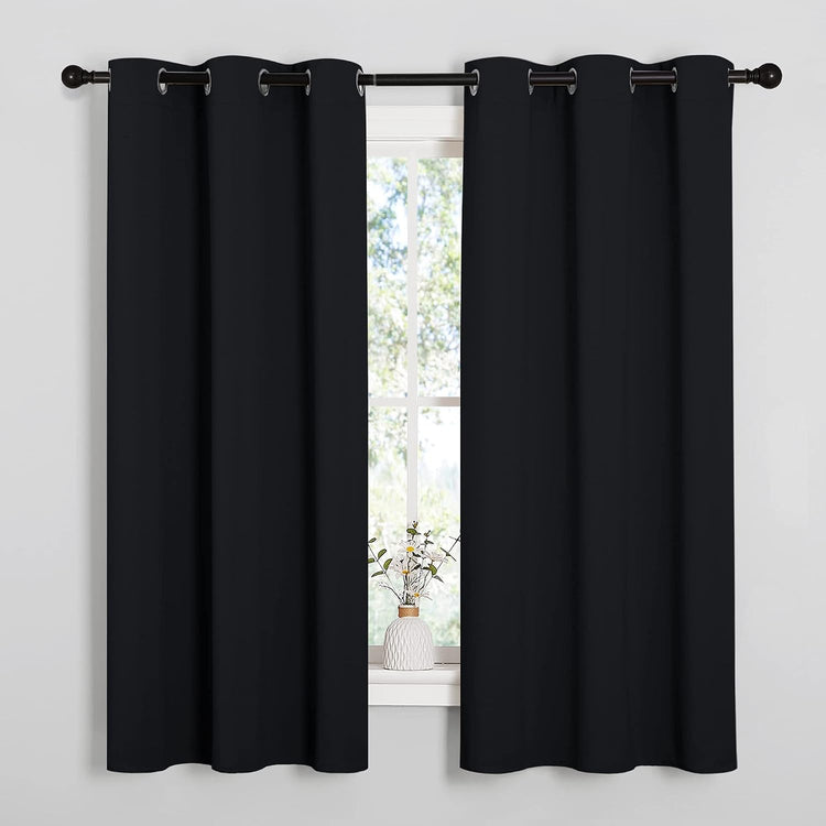 NICETOWN Black Blackout Curtains for Bedroom 42" Wide x 63" Long 2 Panels
