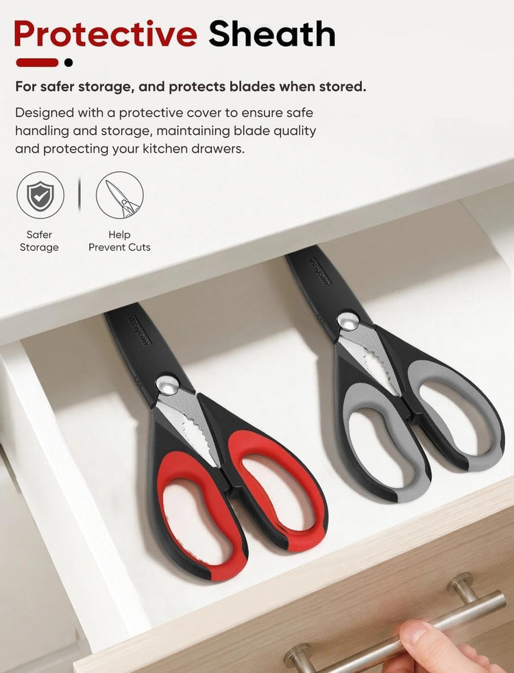 iBayam Kitchen Scissors Shears All Purpose Heavy Duty, Protective Sheath