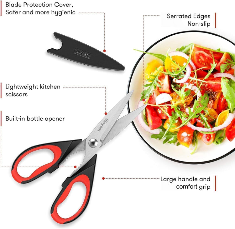 iBayam Kitchen Scissors Shears All Purpose Heavy Duty, Protective Sheath