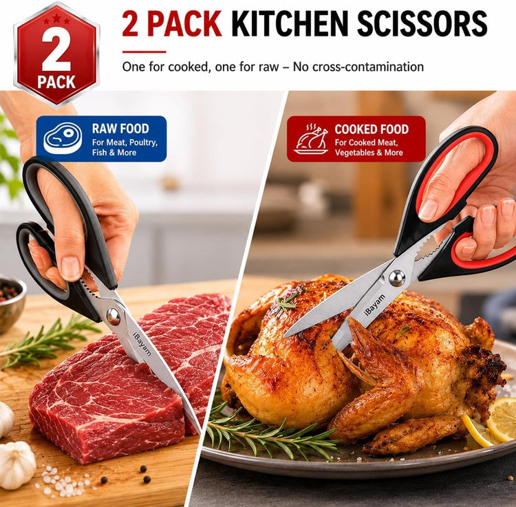 iBayam Kitchen Scissors Shears All Purpose Heavy Duty, Protective Sheath